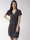 Neon Blue Printed Modal Rayon Dress - Taurusshop.com