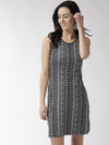 Ivory & Black Printed Lycra Knit Dress - Taurusshop.com