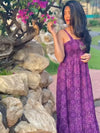 Purple Printed Rayon Crepe Maxi Dress - Taurusshop.com