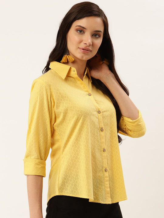 Yellow Textured Cambric Shirt