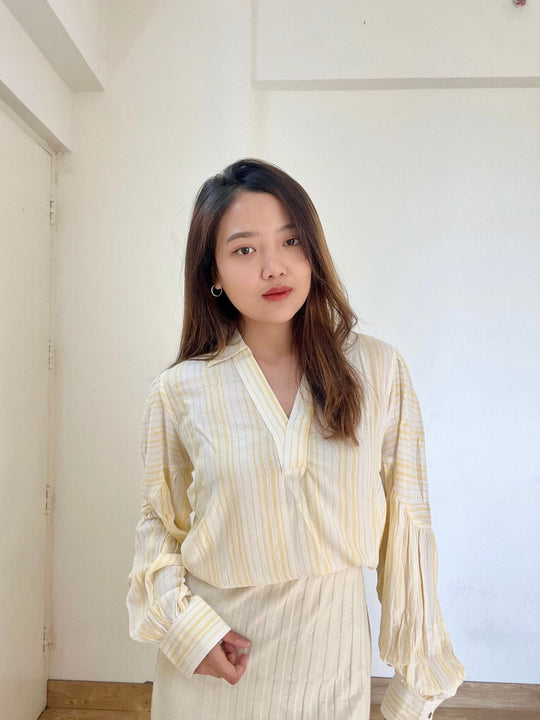 Lemon Solid Rayon Blouse