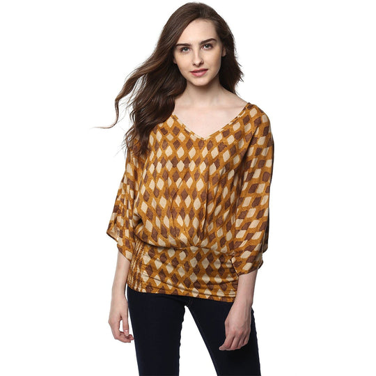 Mustard Printed Rayon Blouse