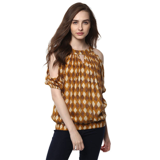 Mustard Solid Modal Rayon Blouse