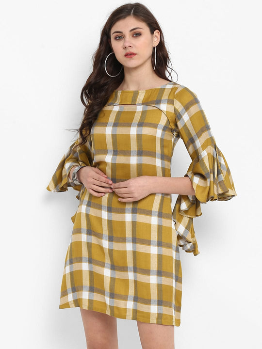 Mustard Solid Rayon Dress
