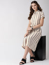 Ivory Striped Rayon Dress