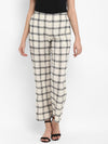 Ivory Plaid Checks Yarn Dyed Woven Pants - Taurusshop.com