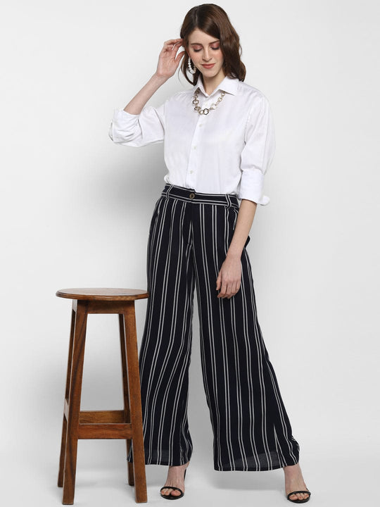 Blue Solid Rayon Palazzo