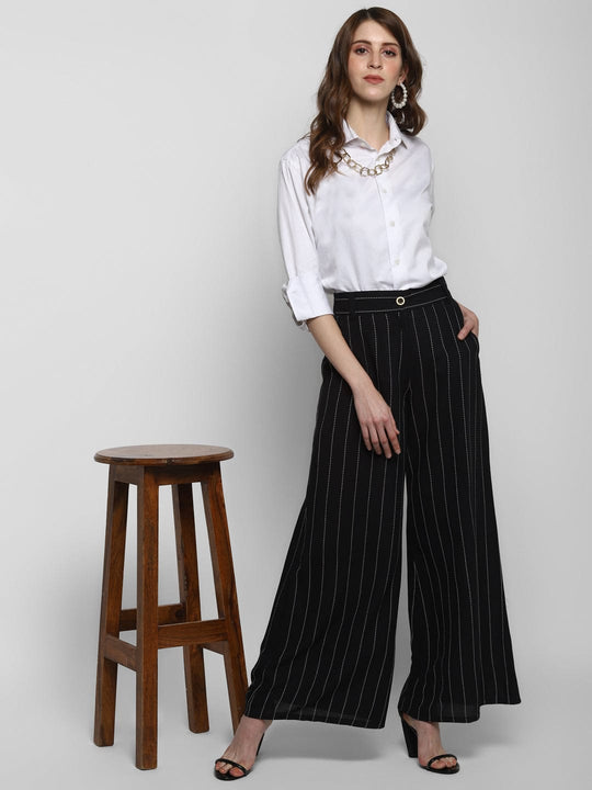 Black Solid Rayon Palazzo