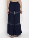 Blue Lace Inserts Rayon Crepe Palazzo