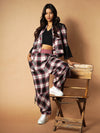 Pink Plaid Checks Yarn Dyed Woven Joggers
