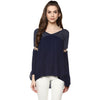 Blue Solid Rayon Crepe Top - Taurusshop.com
