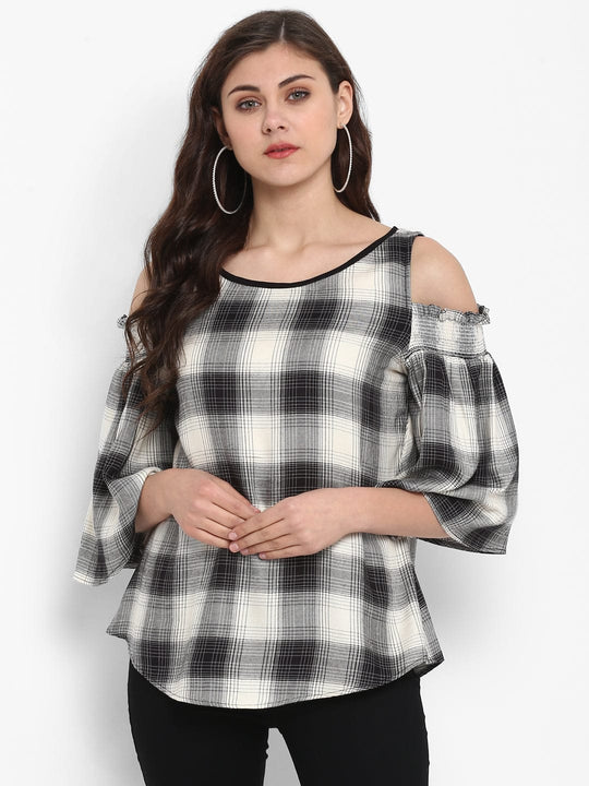 Black Solid Rayon Top