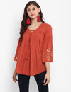 Rust Solid Rayon Crepe Top - Taurusshop.com