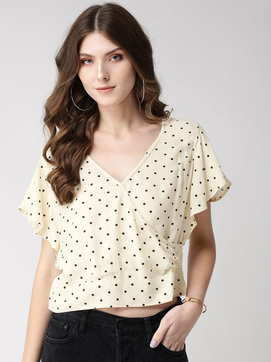 Ivory Printed Moss Rayon Top