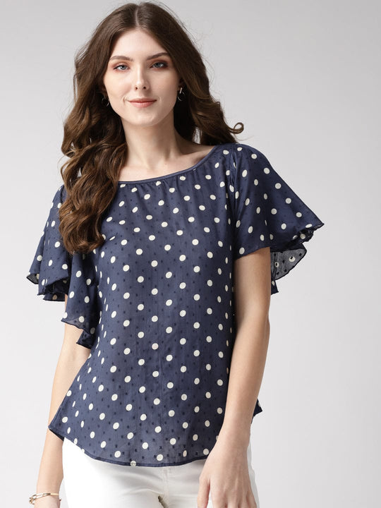 Blue Printed Modal Rayon Top