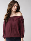 Burgundy Solid Rayon Crepe Top