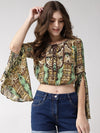 Green Printed Rayon Crepe Top - Taurusshop.com