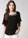 Black Solid Rayon Crepe Top - Taurusshop.com