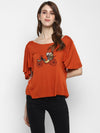 Rust Solid Jersey Knit Top - Taurusshop.com