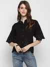 Black Embroidered Schiffli Shirt - Taurusshop.com