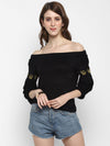 Black Solid Jersey Knit Top - Taurusshop.com