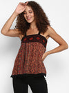 Rust Printed Rayon Crepe Top