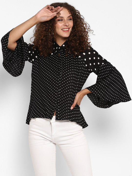 Black Printed Rayon Shirt