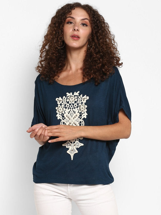 Teal Solid Jersey Knit T-Shirt