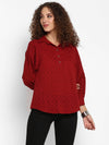 Maroon Textured Cambric Shirt