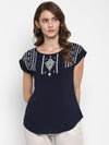 Blue Dobby Rayon T-Shirt