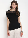 Black Solid Jersey Knit Top
