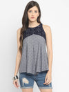 Blue Printed Chambray Top