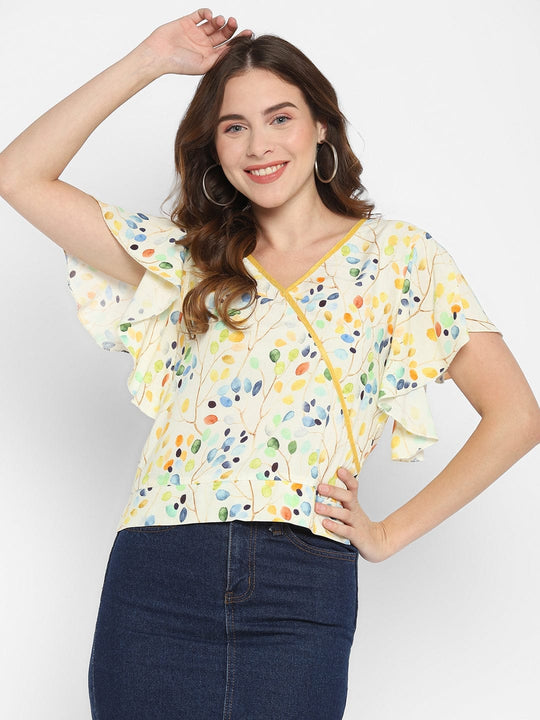 Ivory Printed Rayon Top