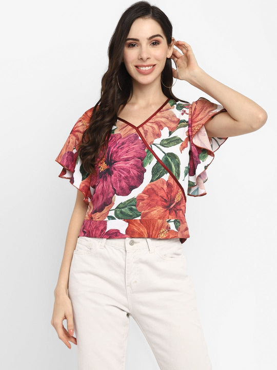 Pink Printed Crepe Top
