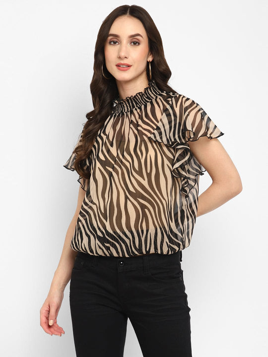 Black Digital Printed Georgette Blouse