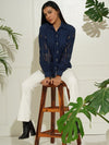 Navy Blue Embroidered Schiffli Shirt