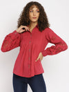 Pink Embroidered Schiffli Shirt