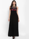 Black Solid Georgette Maxi Dress
