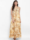 Beige Printed Georgette Dress - Taurusshop.com