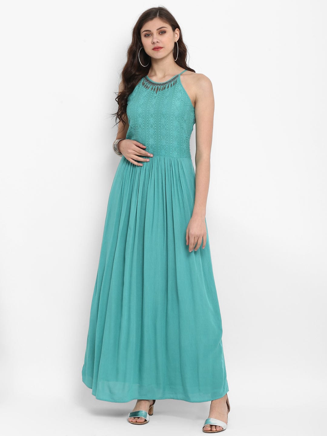 Mint Blue Solid Rayon Crepe Maxi Dress Taurusshop.com Mint Blue Solid Rayon Crepe Maxi Dress Taurusshop.com