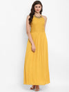 Mustard Solid Rayon Crepe Maxi Dress - Taurusshop.com