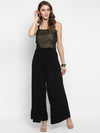 Black Solid Jersey Knit Jumpsuit