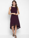 Wine Lace Inserts Jersey Knit Dress