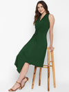 Green Solid Lycra Knit Dress