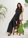 Black Embellished Twill Jumpsuit