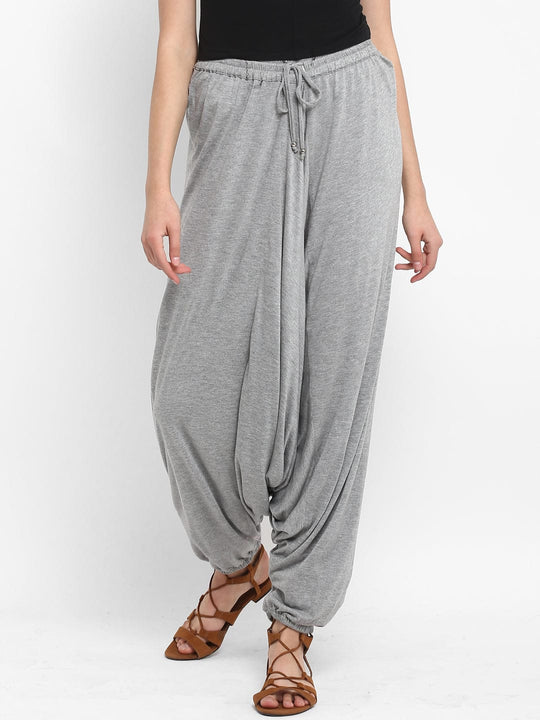 Grey Melange Jersey Knit Pants