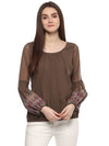 Brown Solid Georgette Blouse - Taurusshop.com