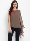 Brown Solid Georgette Top - Taurusshop.com