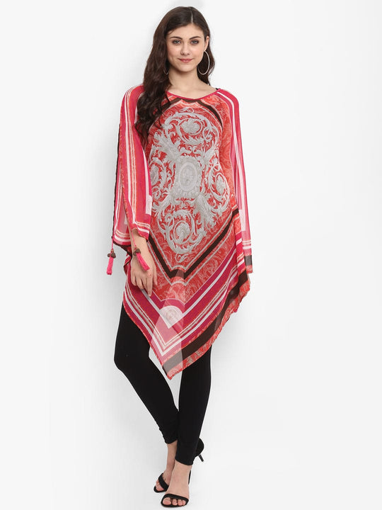 Pink Printed Georgette Kaftan