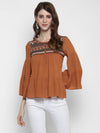 Rust Solid Rayon Crepe Top - Taurusshop.com